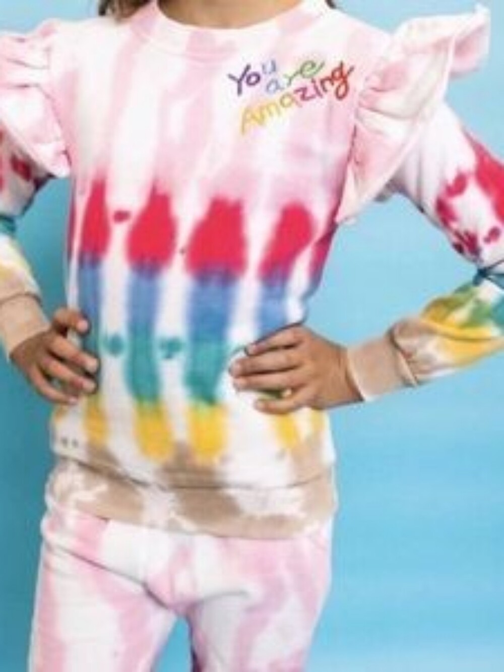 Lola + the Boys Girls You are Amazing Tie Dye Sweater Sz 8